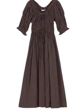 Doen Women’s Black Floral Maxi Dress with Puff Sleeves